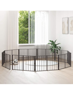 Cancello per cani 10 pcs Nero 100 x 60 cm Acciaio zincato