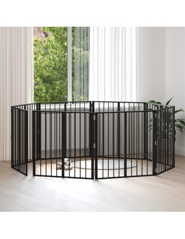 Cancello per cani 8 pcs Nero 80 x 80 cm Acciaio zincato