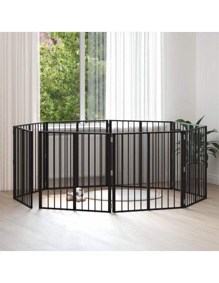 Cancello per cani 8 pcs Nero 80 x 80 cm Acciaio zincato