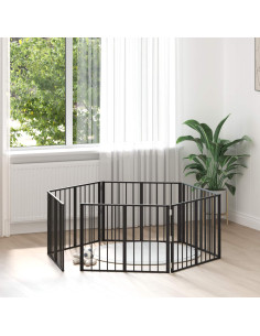 Cancello per cani 6 pcs Nero 80 x 60 cm Acciaio zincato