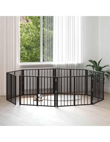 Cancello per cani 8 pcs Nero 80 x 60 cm Acciaio zincato