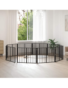 Cancello per cani 10 pcs Nero 80 x 60 cm Acciaio zincato