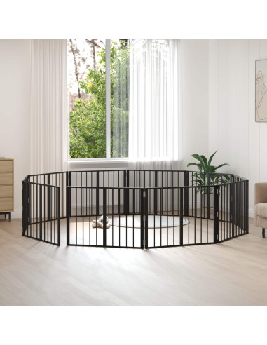 Cancello per cani 10 pcs Nero 80 x 60 cm Acciaio zincato