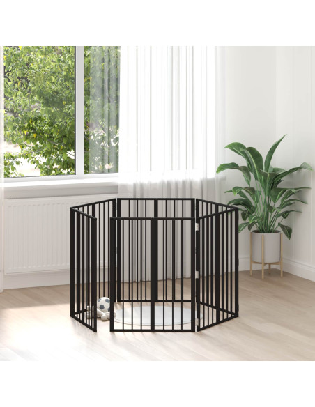 Cancello per cani 6 pcs Nero 60 x 80 cm Acciaio zincato