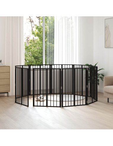 Cancello per cani 10 pcs Nero 60 x 80 cm Acciaio zincato