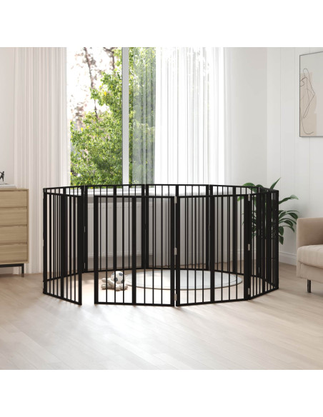 Cancello per cani 10 pcs Nero 60 x 80 cm Acciaio zincato