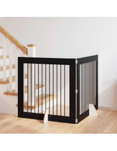 Cancello per cani con supporti 2 pcs Rovere Nero 100 x 100 cm