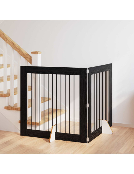Cancello per cani con supporti 2 pcs Rovere Nero 100 x 100 cm