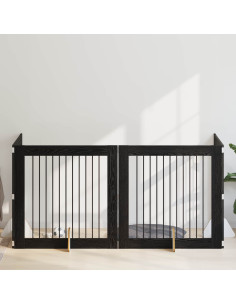 Cancello per cani con supporti 4 pcs Rovere Nero 100 x 100 cm