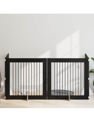 Cancello per cani con supporti 4 pcs Rovere Nero 100 x 100 cm