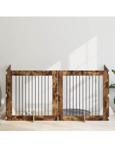 Cancello per cani con supporti 4 pcs Rovere Fumo 100 x 100 cm