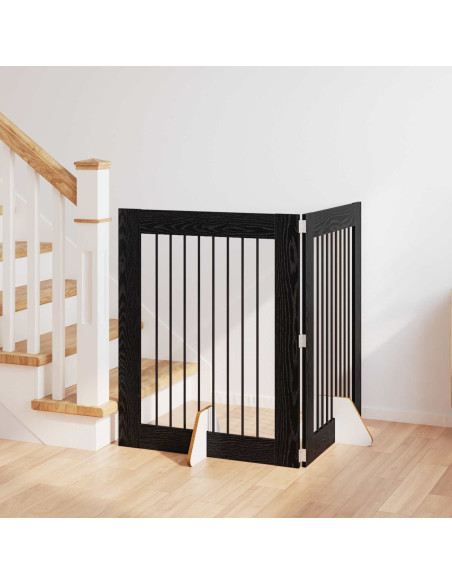Cancello per cani con supporti 2 pcs Rovere Nero 80 x 100 cm