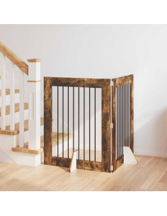 Cancello per cani con supporti 2 pcs Rovere Fumo 80 x 100 cm