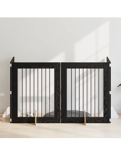 Cancello per cani con supporti 4 pcs Rovere Nero 80 x 100 cm