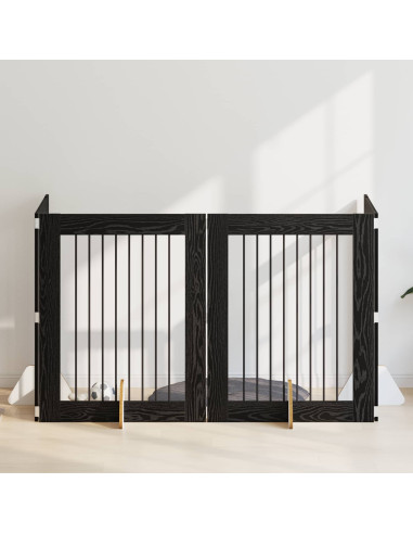 Cancello per cani con supporti 4 pcs Rovere Nero 80 x 100 cm