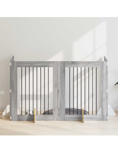 Cancello per cani con supporti 4 pcs Grigio Sonoma 80 x 100 cm