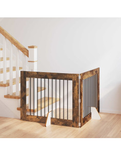 Cancello per cani con supporti 2 pcs Rovere Fumo 100 x 80 cm