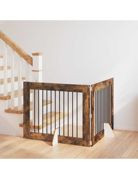 Cancello per cani con supporti 2 pcs Rovere Fumo 100 x 80 cm
