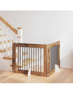 Cancello per cani con supporti 2 pcs Legno antico 100 x 80 cm