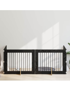 Cancello per cani con supporti 4 pcs Rovere Nero 100 x 80 cm