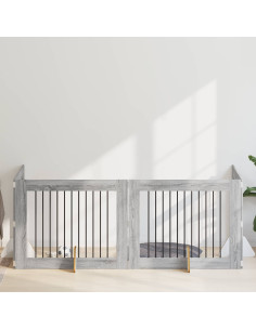 Cancello per cani con supporti 4 pcs Grigio Sonoma 100 x 80 cm