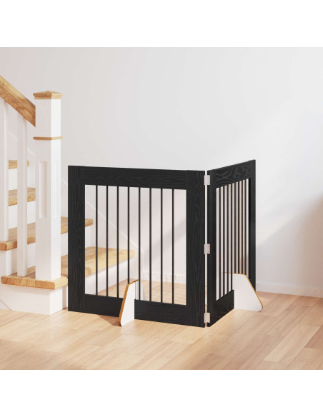 Cancello per cani con supporti 2 pcs Rovere Nero 80 x 80 cm