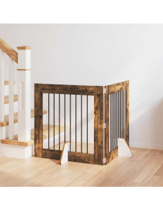 Cancello per cani con supporti 2 pcs Rovere Fumo 80 x 80 cm