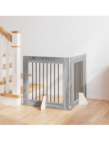 Cancello per cani con supporti 2 pcs Grigio Sonoma 80 x 80 cm