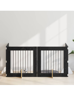 Cancello per cani con supporti 4 pcs Rovere Nero 80 x 80 cm