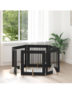Cancello per cani con supporti 6 pcs Rovere Nero 80 x 80 cm