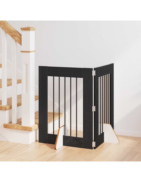 Cancello per cani con supporti 2 pcs Rovere Nero 60 x 80 cm