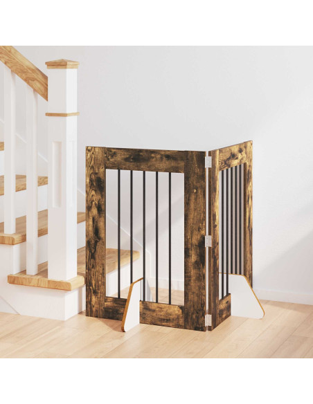 Cancello per cani con supporti 2 pcs Rovere Fumo 60 x 80 cm