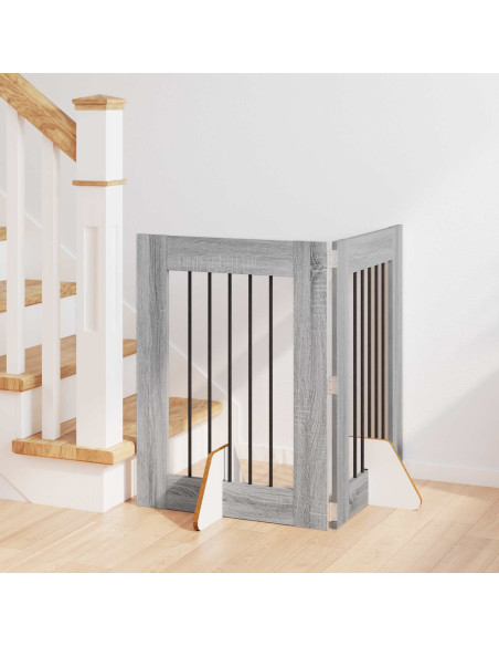 Cancello per cani con supporti 2 pcs Grigio Sonoma 60 x 80 cm
