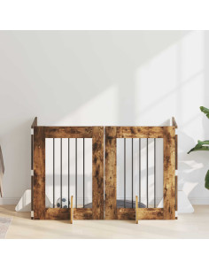 Cancello per cani con supporti 4 pcs Rovere Fumo 60 x 80 cm