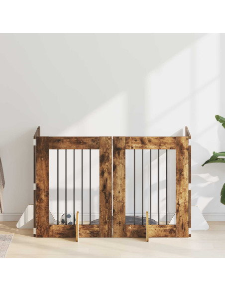 Cancello per cani con supporti 4 pcs Rovere Fumo 60 x 80 cm