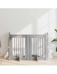 Cancello per cani con supporti 4 pcs Grigio Sonoma 60 x 80 cm