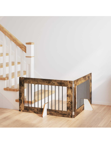Cancello per cani con supporti 2 pcs Rovere Fumo 100 x 60 cm