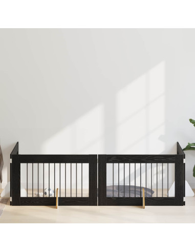 Cancello per cani con supporti 4 pcs Rovere Nero 100 x 60 cm