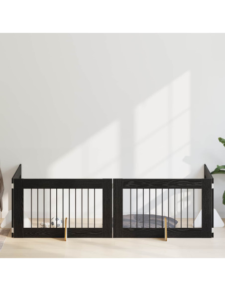 Cancello per cani con supporti 4 pcs Rovere Nero 100 x 60 cm