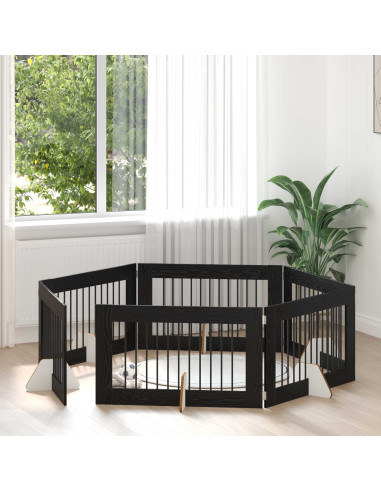 Cancello per cani con supporti 6 pcs Rovere Nero 100 x 60 cm
