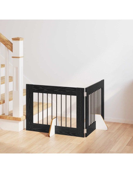 Cancello per cani con supporti 2 pcs Rovere Nero 80 x 60 cm