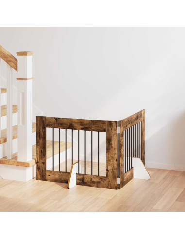 Cancello per cani con supporti 2 pcs Rovere Fumo 80 x 60 cm