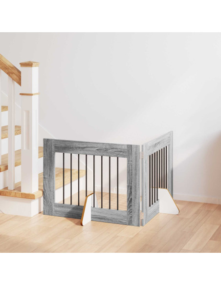 Cancello per cani con supporti 2 pcs Grigio Sonoma 80 x 60 cm