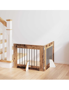 Cancello per cani con supporti 2 pcs Legno antico 80 x 60 cm