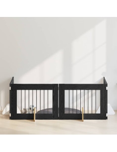 Cancello per cani con supporti 4 pcs Rovere Nero 80 x 60 cm