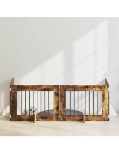 Cancello per cani con supporti 4 pcs Rovere Fumo 80 x 60 cm