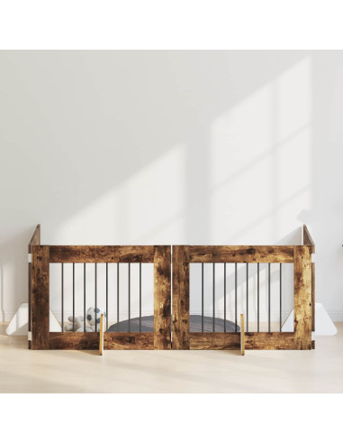 Cancello per cani con supporti 4 pcs Rovere Fumo 80 x 60 cm