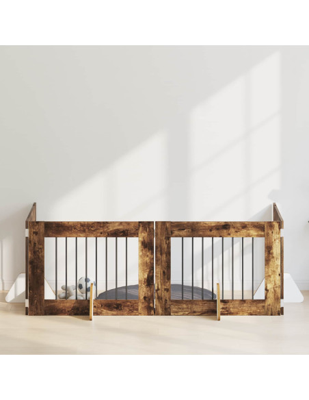 Cancello per cani con supporti 4 pcs Rovere Fumo 80 x 60 cm