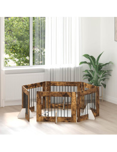 Cancello per cani con supporti 6 pcs Rovere Fumo 80 x 60 cm