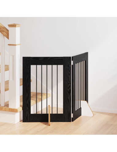 Cancello per cani con supporti 2 pcs Rovere Nero 60 x 60 cm